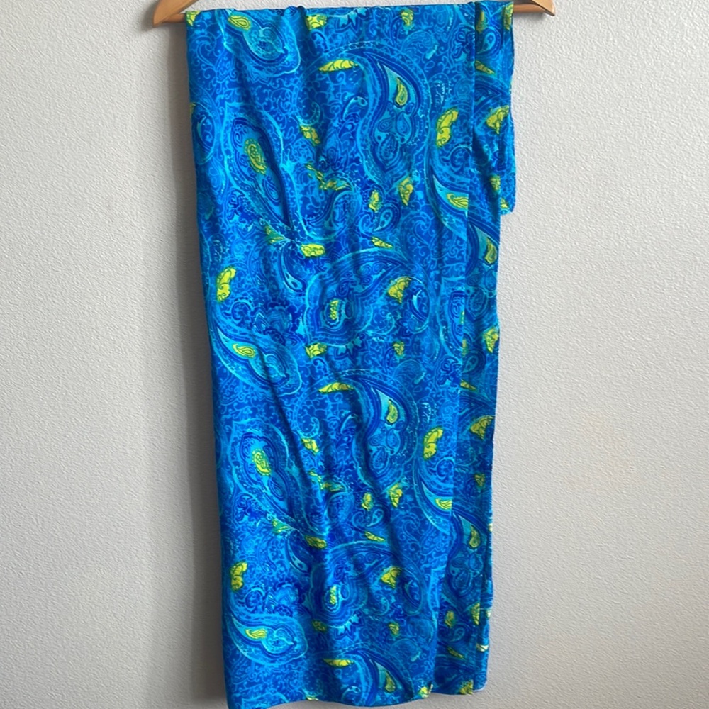 Beach wrap sarong shades of blue with bright yellow